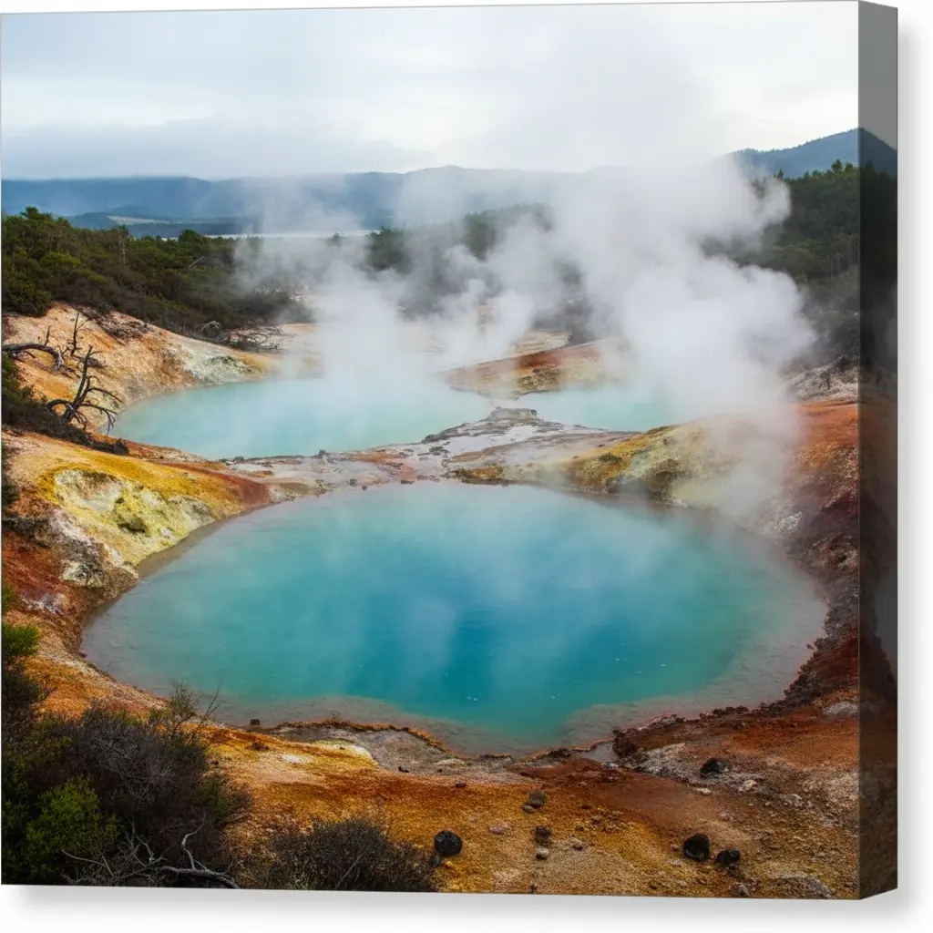 Geysers and colorful hot pools in Rotorua