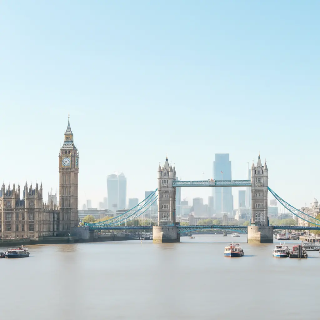 Iconic view of London with Tower Bridge